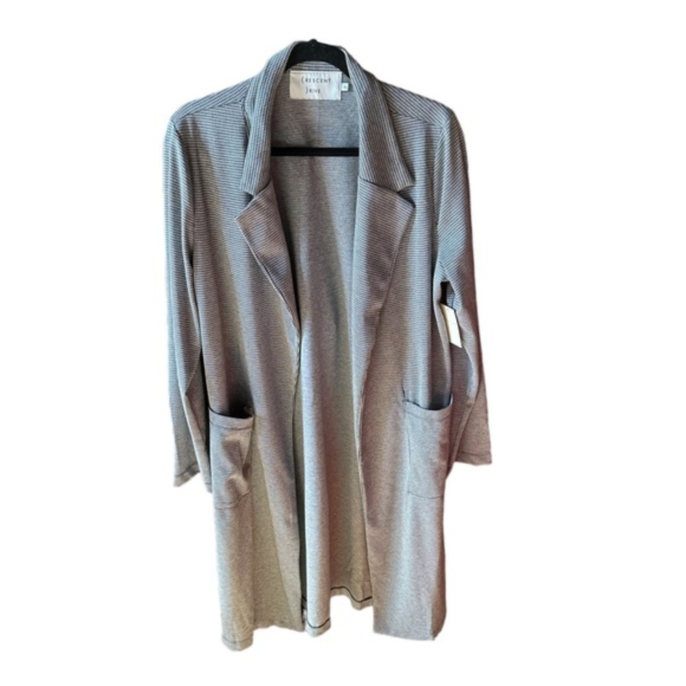 Crescent Drive black‎ & white check/ houndstooth duster/ trenchcoat. NWT